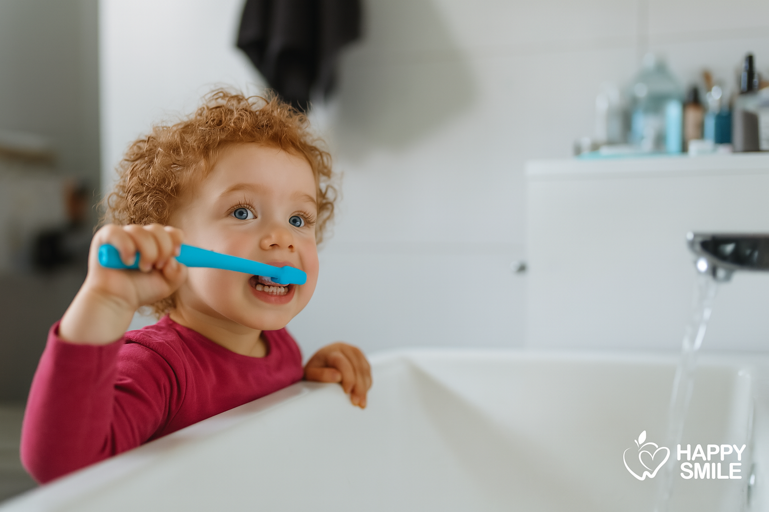 photo IA fluoration brosse à dents prévention dans les crèches et garderies avec un bébé et sa maman